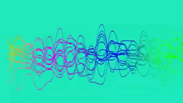 シアンバックグラウンドの抽象的なカラフルなアニメーションの波のライン ピンク パープル ブルー グリーンカラーの波線 — ストック動画