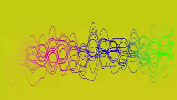 Абстрактные Оживленные Восковые Линии Желтом Цветовом Фоне Розовый Фиолетовый Синий — стоковое видео