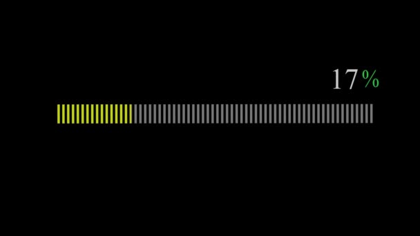 在黑色背景下隔离具有失真效果的上传进度条的循环动画 — 图库视频影像