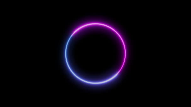 Blue Pink Circle Shape Frame Red Color Glowing Neon Lights — Stock Video