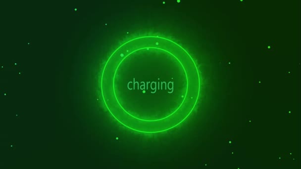 Abstrakcyjna Technologia Cyfrowa Zielona Ikona Ładowania Kolorów Świecące Animowane Tło — Wideo stockowe