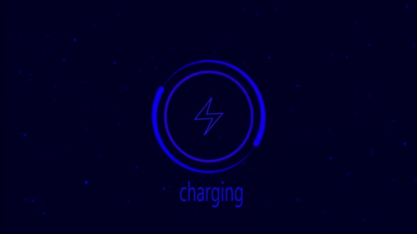 Abstract Digital Technology Blue Color Charging Icon Glowing Animated Background — Video