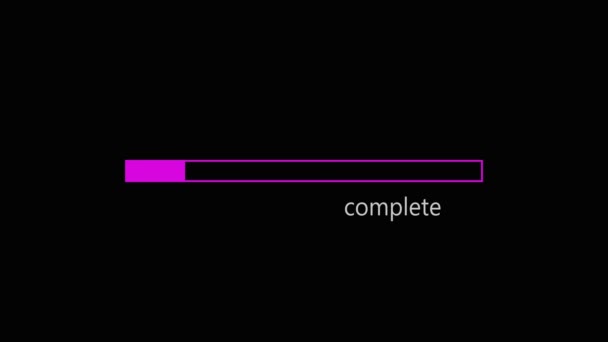 Pink Color Animated Digital Technology Loading Bar Black Background — Vídeo de Stock