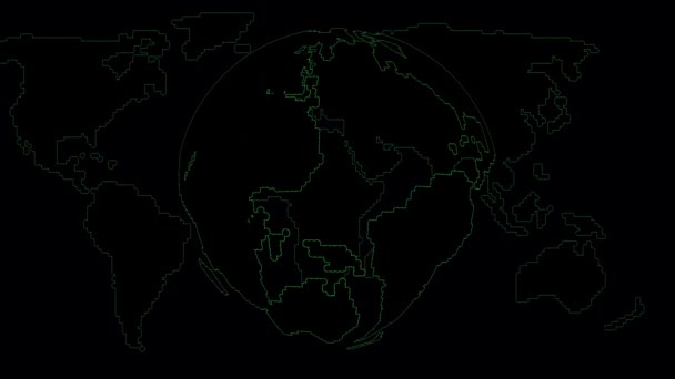 Absztrakt Zöld Szín Világ Térkép Föld Bolygó Mozgás Háttér — Stock videók