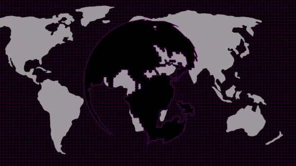 Abstract Black White Pink Color Glowing World Map Icon Motion — 비디오