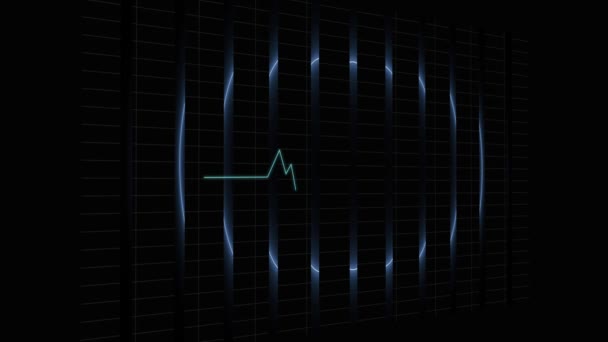 Digital Heart Pulsating Animated Black Background Geometric Line — Videoclip de stoc