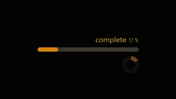 Digital Technology Orange Color Animated Loading Bar Black Background — Vídeo de Stock
