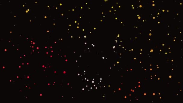 星空般的黑色动画片上分散的彩色粒子的抽象背景 — 图库视频影像