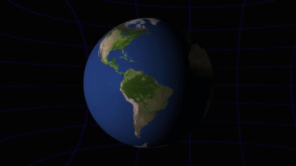 Atlantik Okyanusu Odaklı Animasyon Gezegeni Karanlık Uzay Arka Planına Vurgulanmış Video Klip