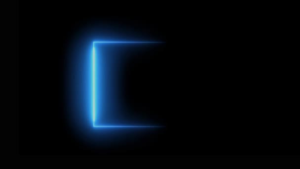 Cahaya Biru Neon Membentuk Ikon Sudut Abstrak Yang Dianimasikan Pada — Stok Video