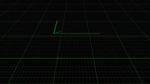 具有绿色几何形状动画抽象技术背景的数字三维网格 — 图库视频影像