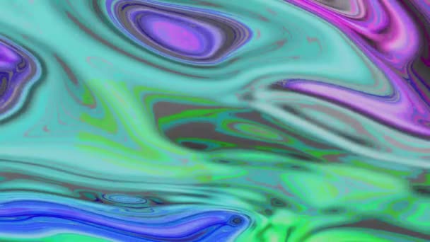 Анимированный Абстрактный Жидкий Рисунок Завихрениями Синего Зеленого Фиолетового Оттенков Подходит — стоковое видео