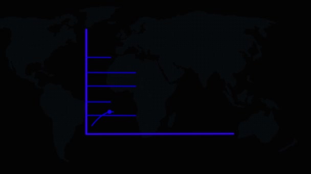 Animerad Blå Neon Diagram Mörk Bakgrund Skildrar Dataanalys Eller Finansiellt — Stockvideo