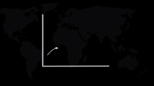 Grafiek Overlay Wereldkaart Achtergrond Geanimeerd Beeld Van Wereldwijde Groei Van — Stockvideo