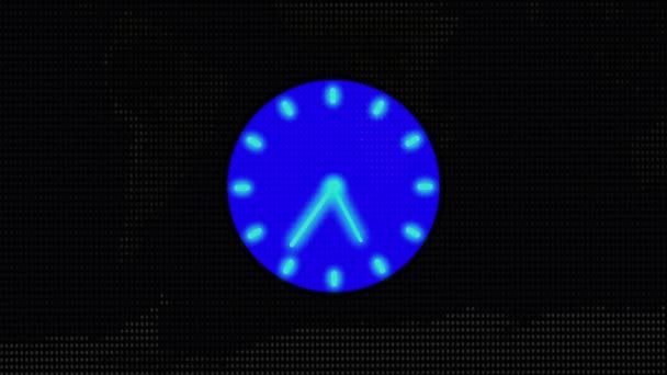 Reloj Cronómetro Tecnología Digital Abstracta Neón Color Azul Sobre Fondo — Vídeos de Stock