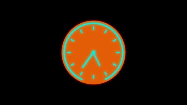 Orange Färg Neon Abstrakt Digital Teknik Stoppur Klocka Svart Färg — Stockvideo