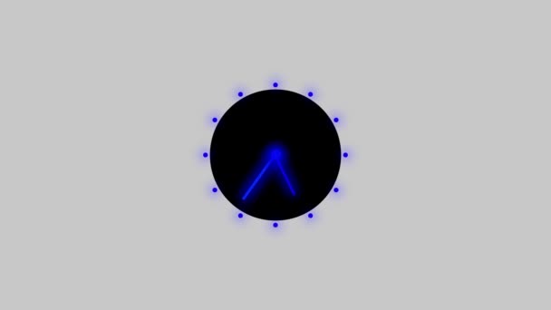 Μπλε Χρώμα Νέον Αφηρημένη Ψηφιακή Τεχνολογία Χρονόμετρο Ρολόι Λευκό Χρώμα — Αρχείο Βίντεο