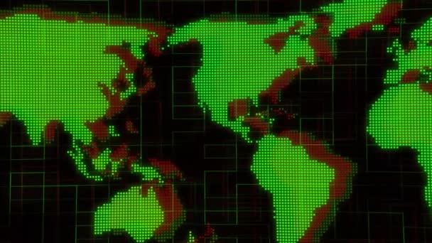 Green Red Color Animated Dotted World Map Green Color Geometric — ストック動画