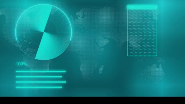 Digital Technology Different Information Motion Graphic Design Radar Screen Fingerprint — Vídeo de Stock
