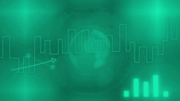 Animated Business Growth Success Graphics Glow Green Color Rising Arrow — Stock videók