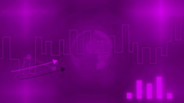 Animated Business Growth Success Graphics Glow Pink Color Rising Arrow — Stock video