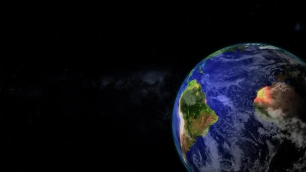 Geanimeerde Aarde Planeet Ruimte Met Sterrenhemel Achtergrond Dag Nacht Cyclus — Stockvideo