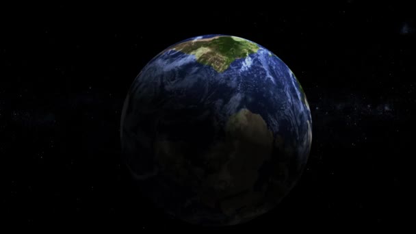 Animowana Planeta Ziemska Kosmosie Rozgwieżdżonym Niebem Tle Dzienny Cykl Nocny — Wideo stockowe