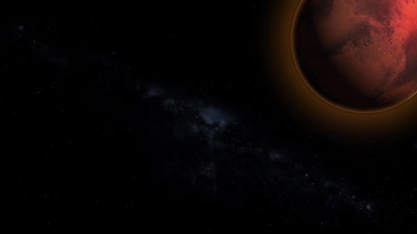 有生命的行星从遥远的太空飘移 从太空动画背景看火星 — 图库视频影像