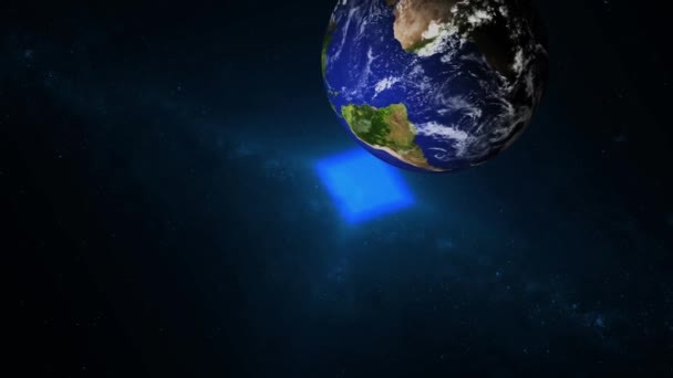 Анимационная Планета Земля Космосе Звёздным Небом Заднем Плане Континенты Океаны — стоковое видео