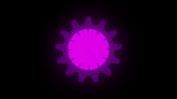 在黑色背景上动画的齿轮轮状圆钟 — 图库视频影像