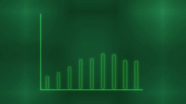 Beyaz çizgi grafiği büyüme eğilimini gösteren hareketli yeşil arkaplan.