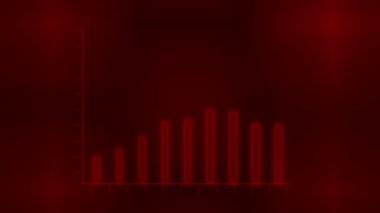 Beyaz çizgi grafiği büyüme eğilimini gösteren canlandırılmış kırmızı arkaplan.