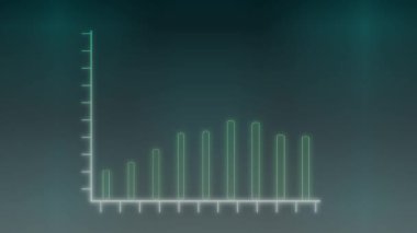 Büyüme eğilimini gösteren beyaz çizgi grafiği ile renkli arkaplan canlandırması.