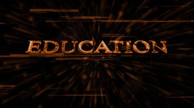 Altın harfler ve fütüristik parlak çizgilerle 