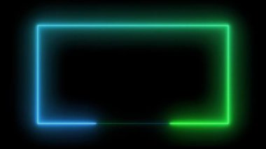 Siyah arkaplanda canlı renkleri olan parlak neon çerçeve.