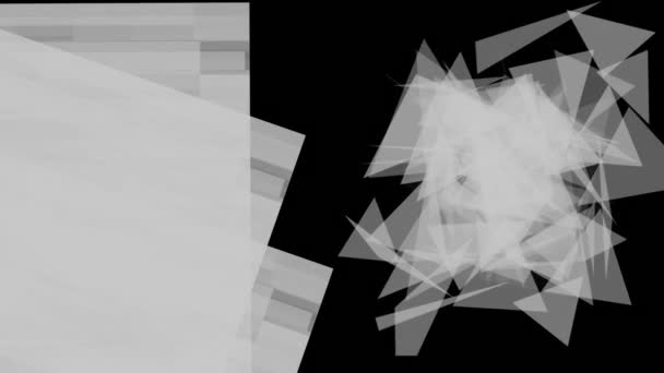 带有动画混沌三角形形状和模糊中心的黑白背景 — 图库视频影像