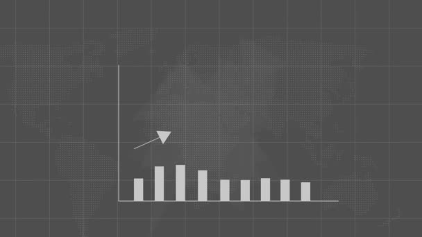 트렌드 비즈니스 성장을위한 성공을 보여주는 그리드 배경에 애니메이션 모노크롬 그래프 — 비디오