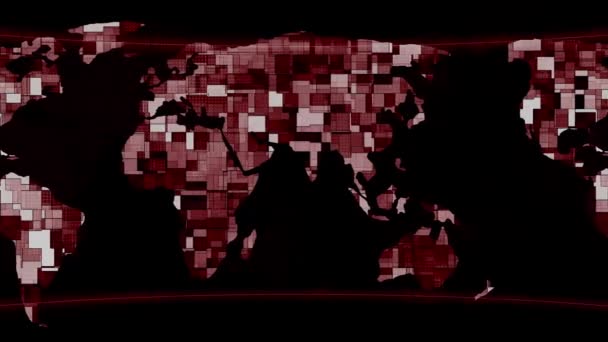 Ψηφιακός Παγκόσμιος Χάρτης Κινουμένων Σχεδίων Σχέδιο Μωσαϊκού Σχέδιο Χρώματος Καφέ — Αρχείο Βίντεο