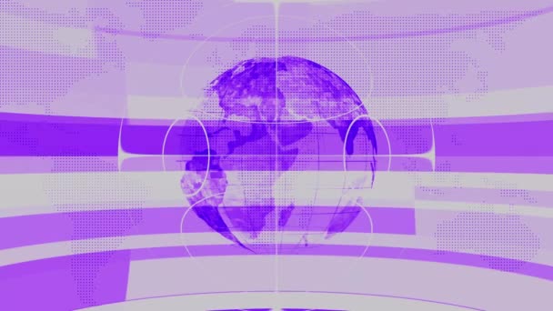 Abstract Digital Globe Network Connection Animated Purple Background — Stock Video