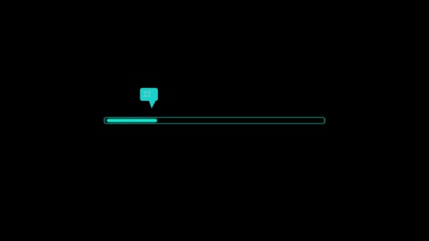 暗い背景にアニメーションされた輝く進歩バーのミニマリストデザイン — ストック動画