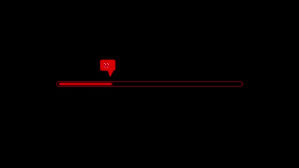 黒い背景にアニメーションされたカラフルな輝くローディングバーアイコン — ストック動画