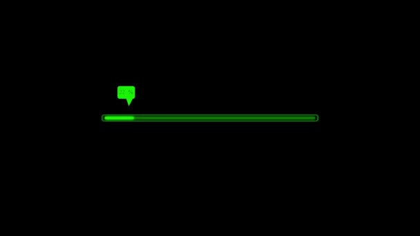 Colorful Glowing Loading Bar Icon Animated Black Background — Stock Video