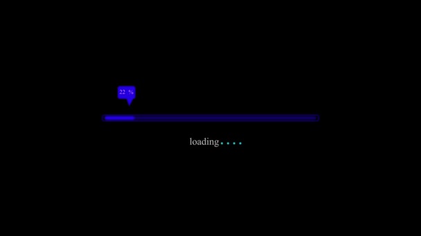 黒い背景にアニメーションされたカラフルな輝くローディングバーアイコン — ストック動画