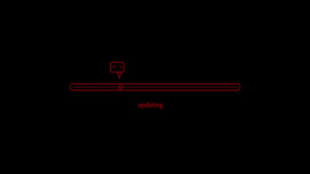 Fortschrittsbalken Mit Einem Roten Update Ladesymbol Animiert Auf Schwarzem Hintergrund — Stockvideo
