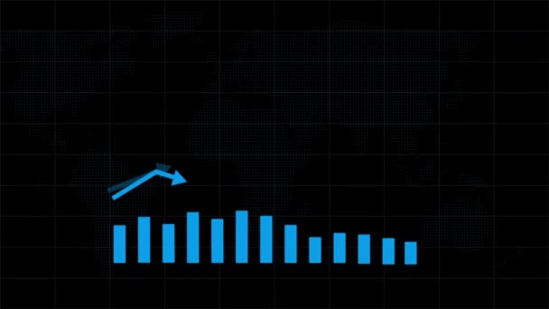 アニメーションビジネスグラフの矢印とカラフルなアニメーションの背景での利益を示す — ストック動画