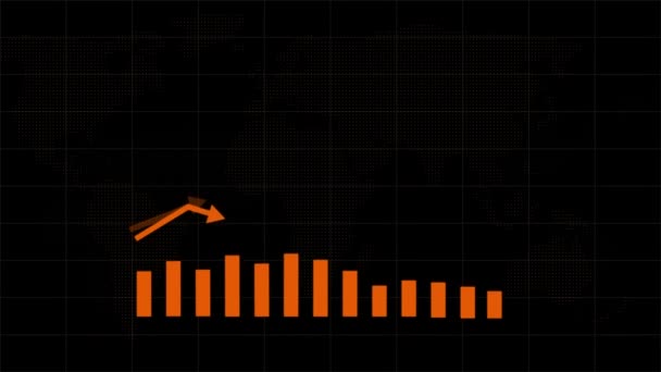Animowany Biznes Wykres Strzałki Wskazując Zysk Kolorowym Tle Animacji — Wideo stockowe