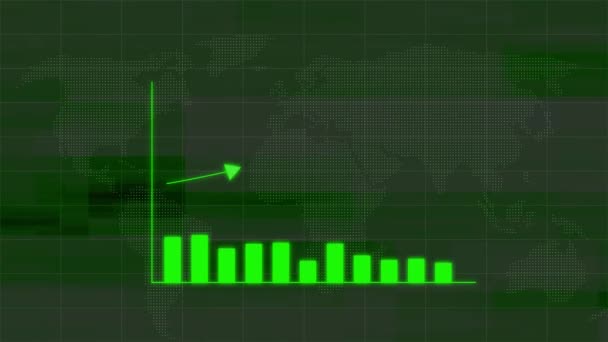 Animowany Biznes Wykres Strzałki Wskazując Zysk Kolorowym Tle Animacji — Wideo stockowe