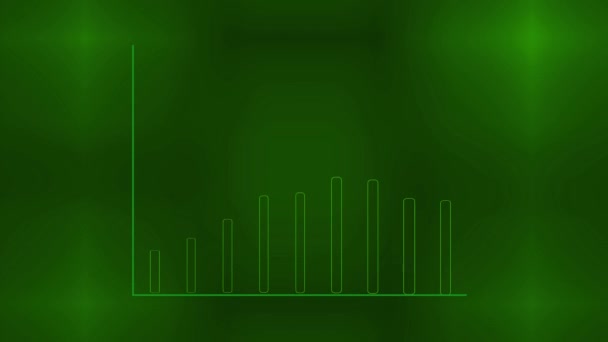 Animated Green Background White Line Graph Showing Growth Trend — Stock Video