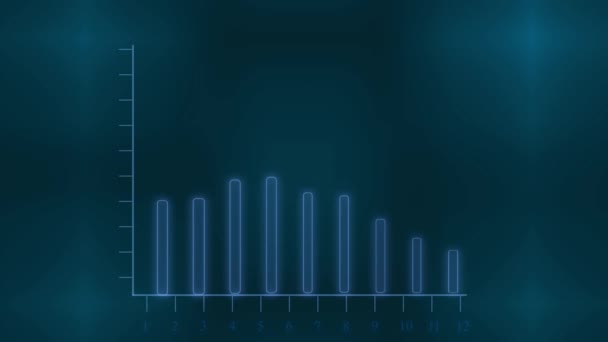 蓝色背景下的数字条形图 描述数据分析或财务增长概念 — 图库视频影像