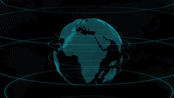 Geanimeerde Digitale Globe Met Gloeiende Verbindingen Donkere Achtergrond — Stockvideo